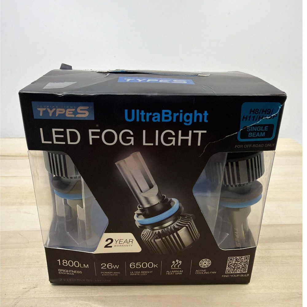 TYPE S LED Fog Light Kit H8 H9 H11 H16JP 6500K White New Open Box UltraBright